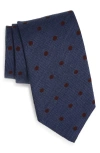 David Donahue Polka Dot Wool & Cashmere Tie In Blue