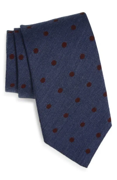 David Donahue Polka Dot Wool & Cashmere Tie In Blue