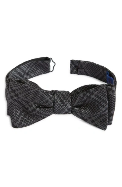 David Donahue Pre-tied Plaid Silk Bow Tie In Black