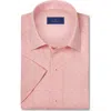 David Donahue Print Casual Short Sleeve Button-up Shirt In Red/white