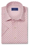 David Donahue Short Sleeve Linen & Cotton Sport Shirt In Nantucket Red