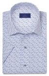David Donahue Starfish Print Short Sleeve Linen & Cotton Button-up Shirt