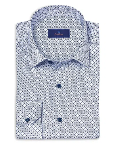 David Donahue Printed Sport Shirt In Blue