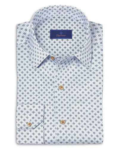 David Donahue Printed Sport Shirt In Brown