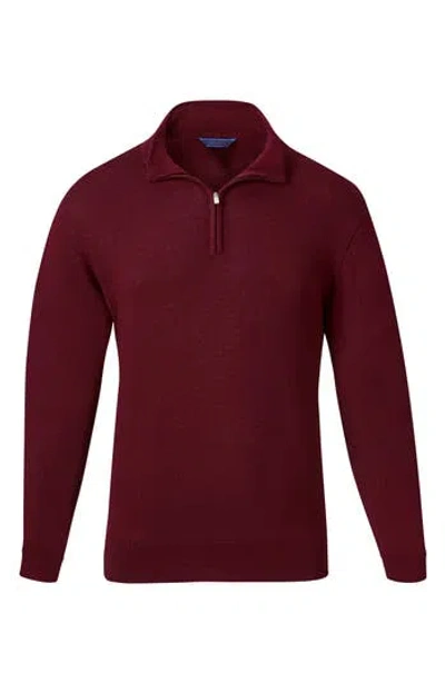 David Donahue Quarter Zip Pullover In Burgundy