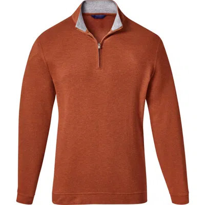 David Donahue Quarter Zip Pullover In Burnt Orange