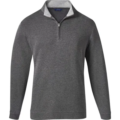 David Donahue Quarter Zip Pullover In Charcoal