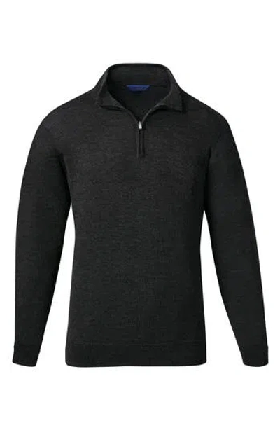 David Donahue Quarter Zip Pullover In Charcoal