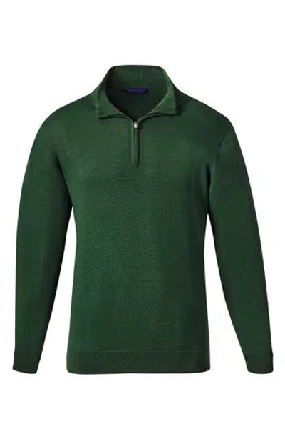 David Donahue Quarter Zip Pullover In Hunter Green