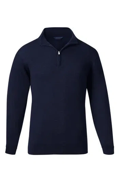 David Donahue Quarter Zip Pullover In Navy