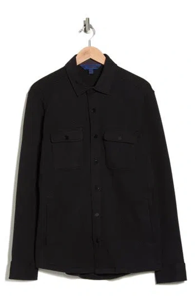 David Donahue Quilted Cotton Overshirt In Black