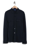 David Donahue Quilted Cotton Overshirt In Blue