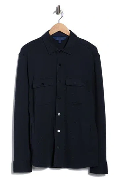 David Donahue Quilted Cotton Overshirt In Blue