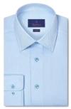 David Donahue Regular Fit Blue Micro Diamond Cotton Dobby Dress Shirt In Multi