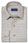 David Donahue Regular Fit Check Cotton & Cashmere Twill Dress Shirt In Multi
