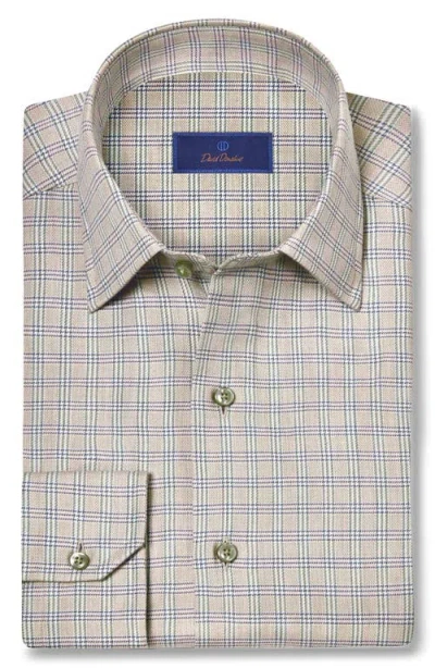 David Donahue Regular Fit Check Cotton & Cashmere Twill Dress Shirt In Multi