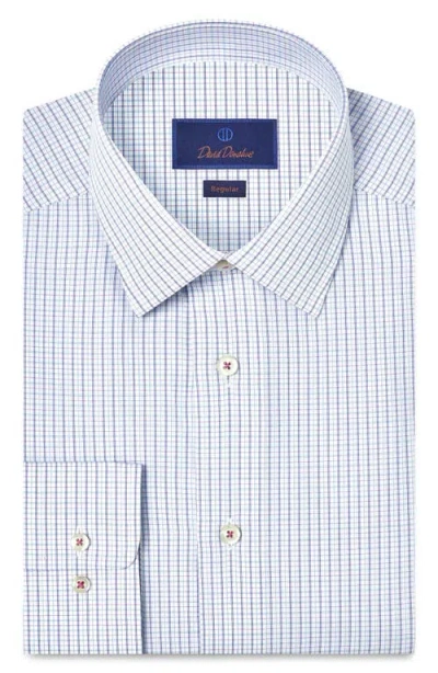 David Donahue Regular Fit Check Cotton Dobby Dress Shirt In Blue