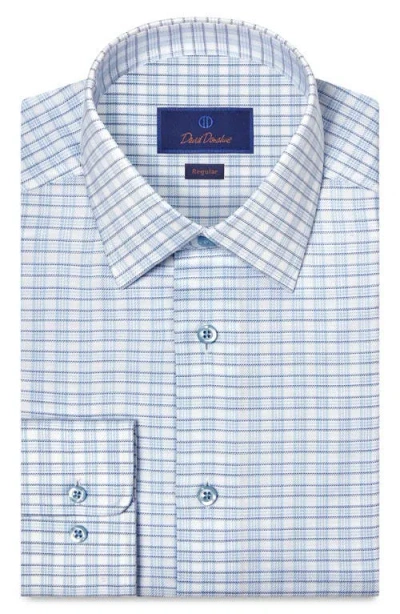 David Donahue Regular Fit Check Cotton Dobby Dress Shirt In Blue