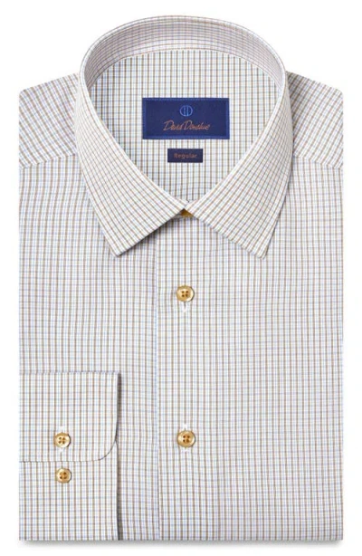 David Donahue Regular Fit Check Cotton Poplin Dress Shirt In Animal Print