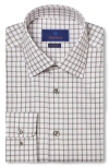 David Donahue Regular Fit Check Cotton Twill Dress Shirt In Gray