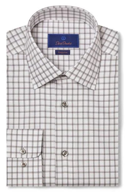 David Donahue Regular Fit Check Cotton Twill Dress Shirt In Gray