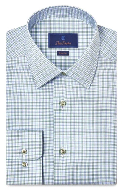 David Donahue Regular Fit Check Cotton Twill Dress Shirt In Blue