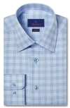 David Donahue Regular Fit Check Pima Cotton Dobby Dress Shirt In Blue/sky