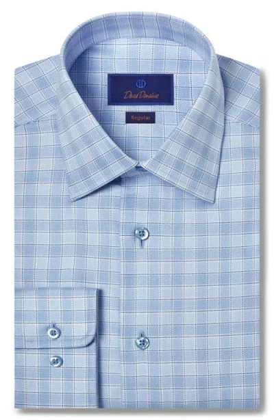 David Donahue Regular Fit Check Pima Cotton Dobby Dress Shirt In Blue/sky