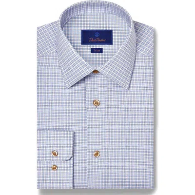David Donahue Regular Fit Check Print Cotton Dress Shirt In Blue