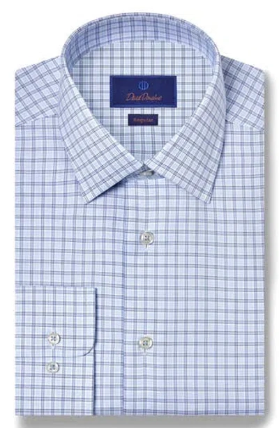 David Donahue Regular Fit Check Print Cotton Twill Dress Shirt In Blue