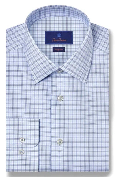 David Donahue Regular Fit Check Print Cotton Twill Dress Shirt In Blue
