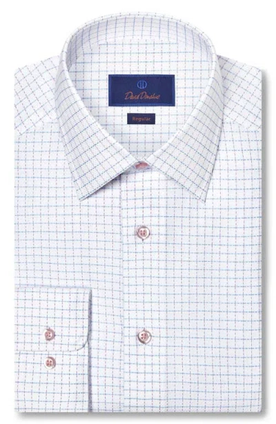 David Donahue Regular Fit Dobby Check Cotton Dress Shirt In White