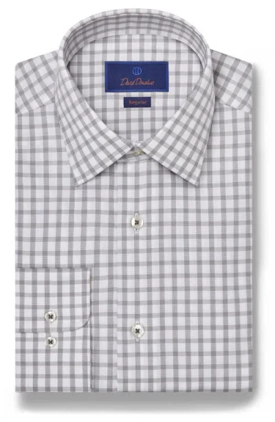 David Donahue Regular Fit Dobby Check Cotton Dress Shirt In White/pearl