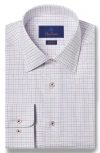 David Donahue Regular Fit Dobby Tattersall Check Dress Shirt In White