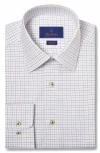 David Donahue Regular Fit Dobby Tattersall Check Dress Shirt In White