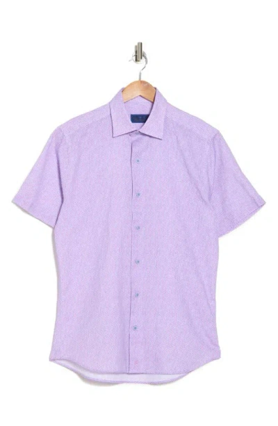 David Donahue Regular Fit Dot Print Short Sleeve Button-up Shirt In Berry