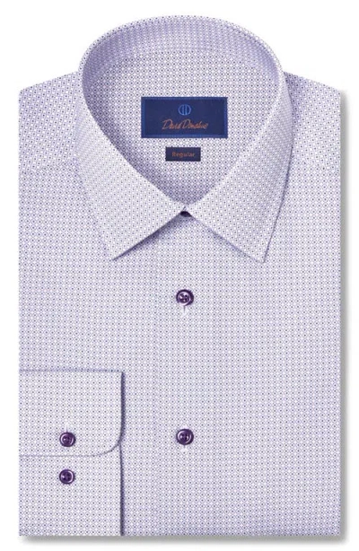 David Donahue Regular Fit Geometric Cotton Dress Shirt In Purple