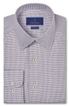 David Donahue Regular Fit Geometric Pattern Twill Dress Shirt In Chocolate/ Sky