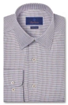 David Donahue Regular Fit Geometric Pattern Twill Dress Shirt In Chocolate/sky