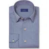 David Donahue Regular Fit Geometric Print Cotton Dobby Dress Shirt In Blue
