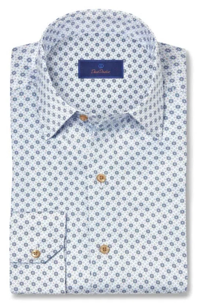 David Donahue Regular Fit Geometric Print Cotton Dobby Dress Shirt In Multi