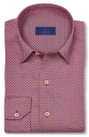 David Donahue Regular Fit Geometric Print Cotton Dobby Dress Shirt In Multi