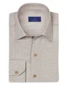 David Donahue Spread Collar Floral Cotton Sport Shirt In Stone