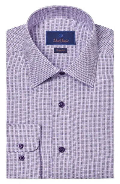 David Donahue Regular Fit Grid Cotton Dress Shirt In Lilac/white