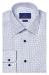 David Donahue Regular Fit Grid Cotton Dress Shirt In White/blue