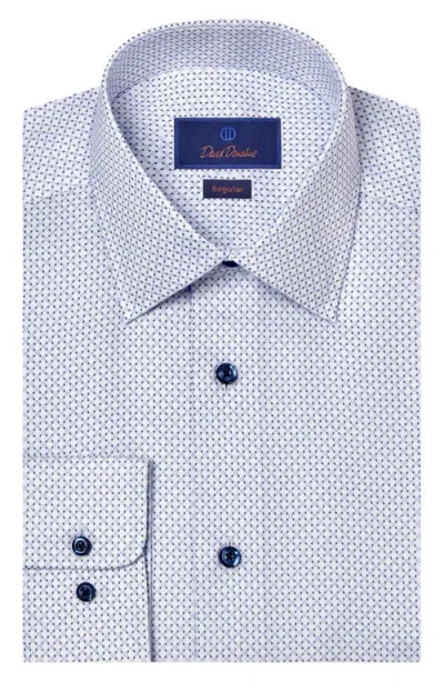 David Donahue Regular Fit Grid Cotton Dress Shirt In White/blue