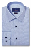David Donahue Slim Fit Pin Dot Cotton Twill Dress Shirt In Blue