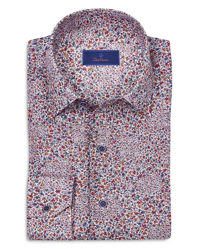 DAVID DONAHUE REGULAR FIT MICRO FLORAL PRINT LINEN SPORT SHIRT