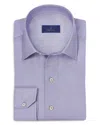 David Donahue Micro Texture Print Sport Shirt In Blue/purple