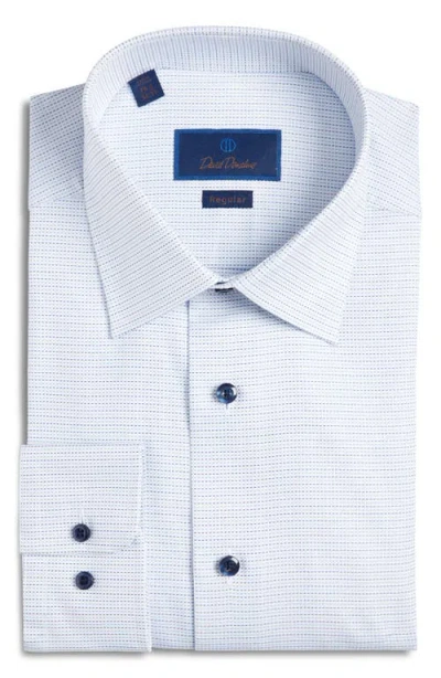 David Donahue Regular Fit Micro Tic Cotton Dobby Dress Shirt In Blue